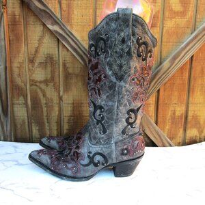 Corral Vintage Crater Overlay Studs Western Boots Style A 1101 Size 7M RARE